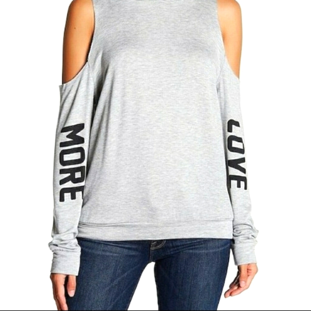 💚Project Social T Love More Cold Shoulder Hoodie S